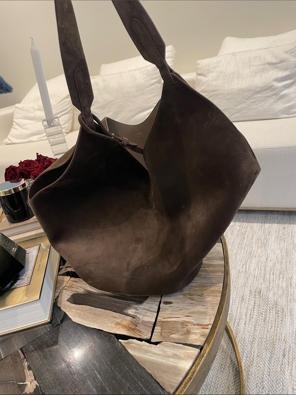 KHAITE Lotus Suede Bag Medium